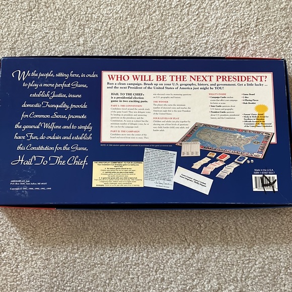Vintage Board Game - Hail To The Chief - Aristoplay - used SFH - Picture 2 of 6